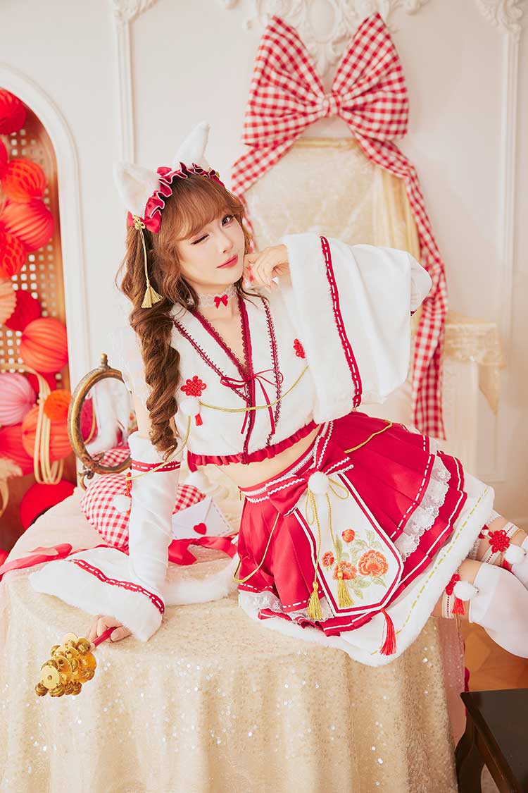 【予約-12月下旬頃より順次発送予定】ロマンティックブルーム巫女キャット《オリジナルコスプレ8点セット》【Malymoon/マリームーン】【CS25198】