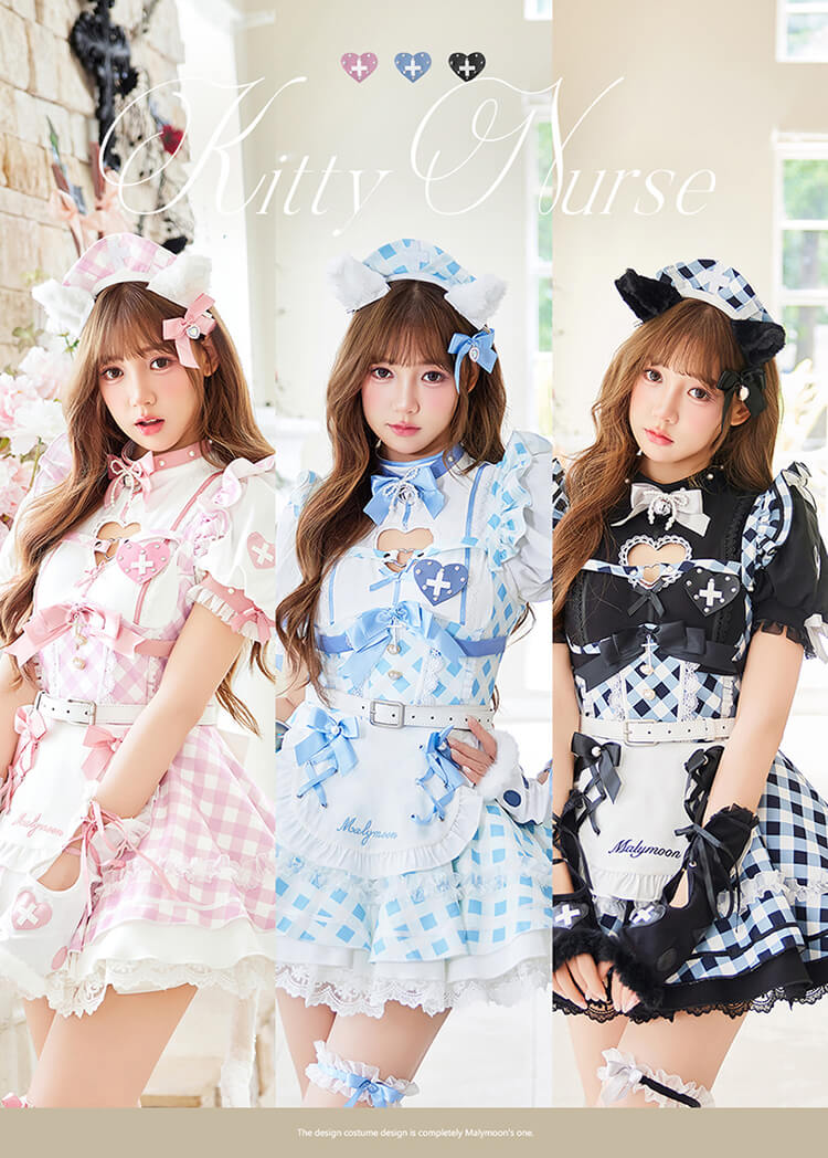 【予約-10月15日頃より順次発送予定】キティチェックドーリーナース《ハロウィンコスプレ13点セット》【Malymoon/マリームーン】【CS26115】
