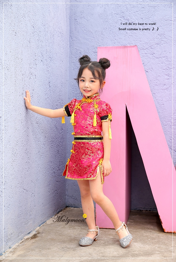 【即日発送】チャイナ服キッズ女の子用(子供衣装2カラー)《ハロウィンコスプレ3点セット》【Malymoon/マリームーン】【3529kids】