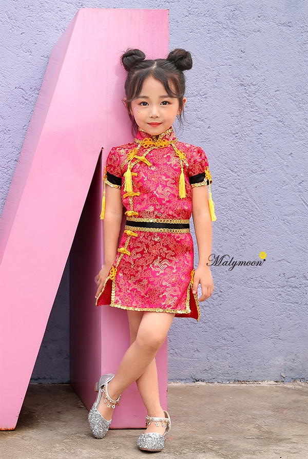 【即日発送】チャイナ服キッズ女の子用(子供衣装2カラー)《ハロウィンコスプレ3点セット》【Malymoon/マリームーン】【3529kids】