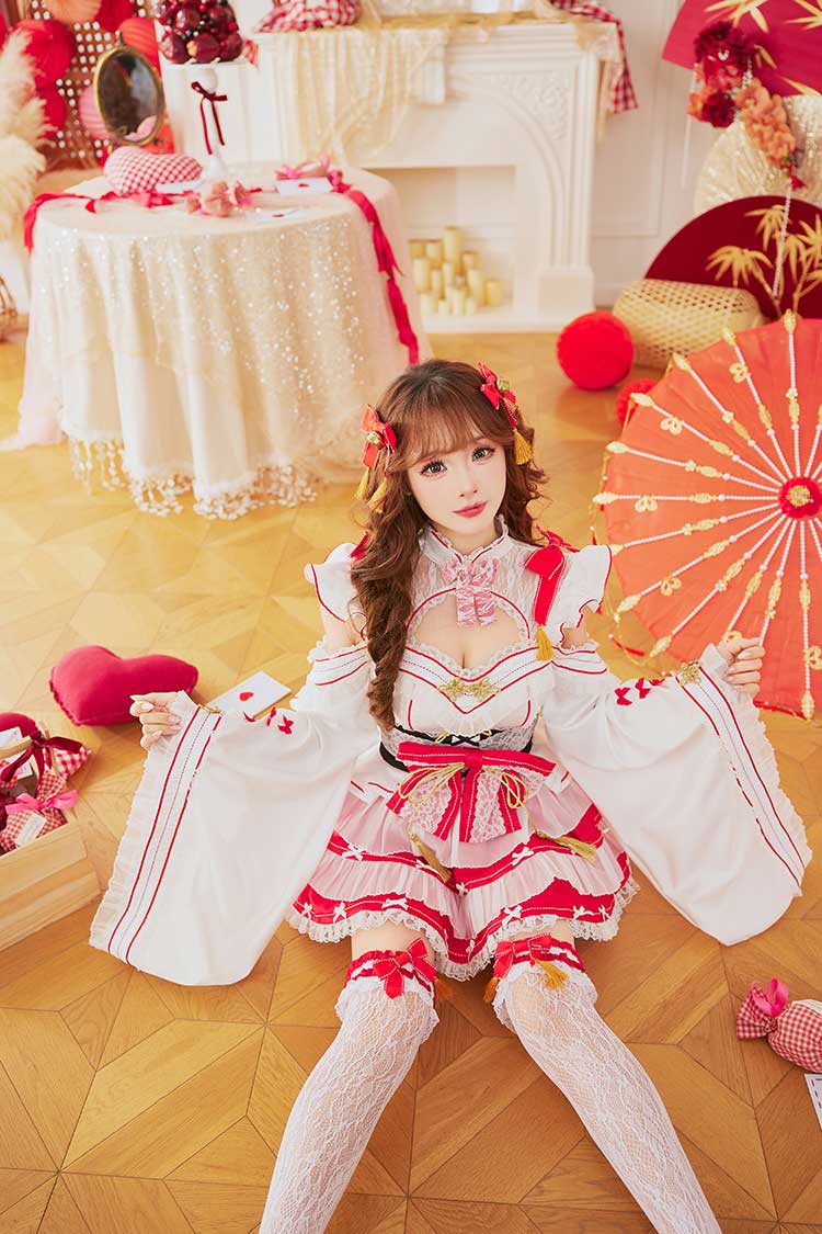 【予約-12月下旬頃より順次発送予定】フェアリースリーブ巫女ドレス《オリジナルコスプレ7点セット》【Malymoon/マリームーン】【CS25196】