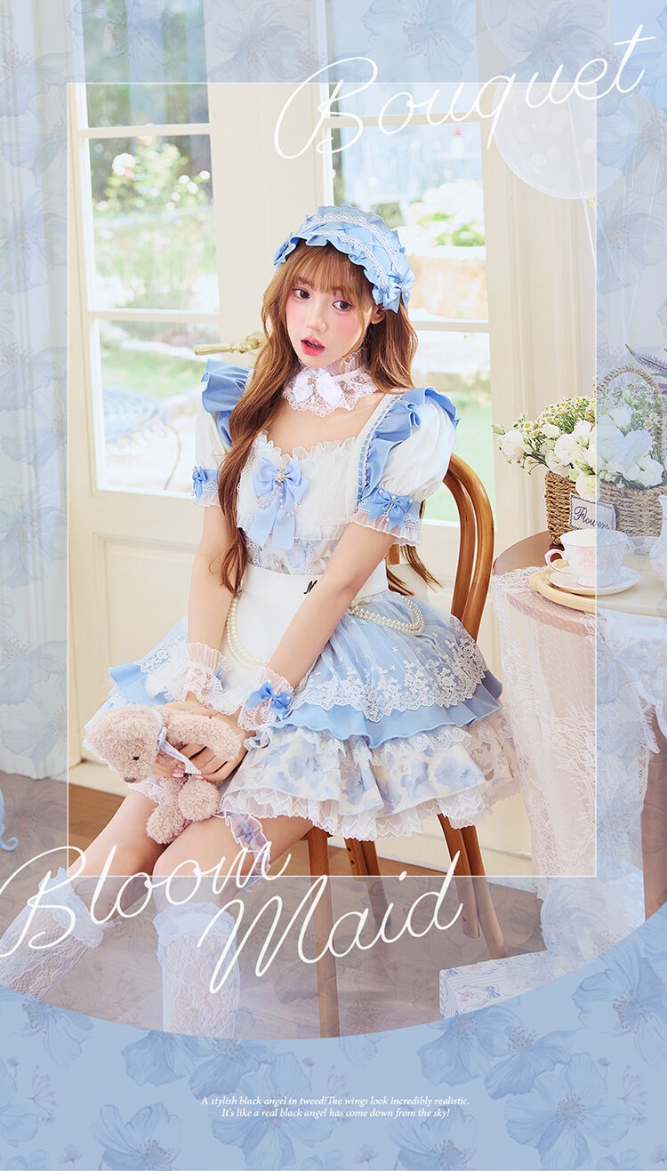 【予約-9月下旬より順次発送予定】シエルブーケリボンメイド《ハロウィンコスプレ10点セット》【Malymoon/マリームーン】【CS26095】