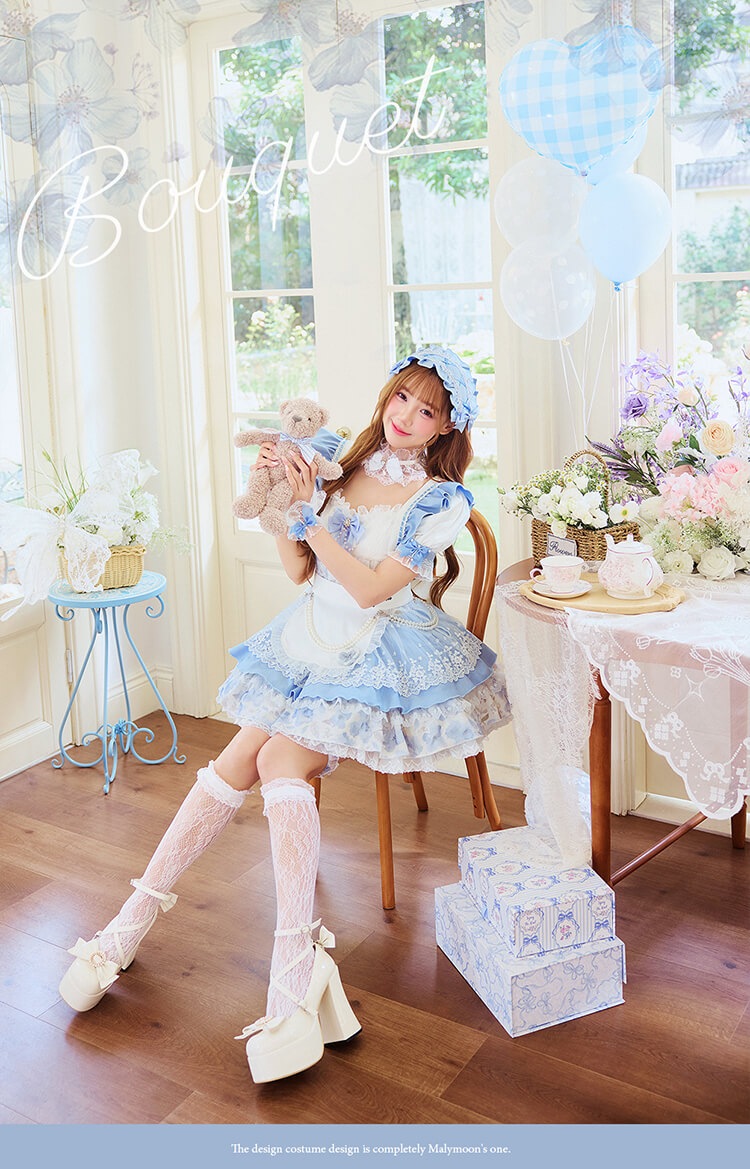 【予約-9月下旬より順次発送予定】シエルブーケリボンメイド《ハロウィンコスプレ10点セット》【Malymoon/マリームーン】【CS26095】