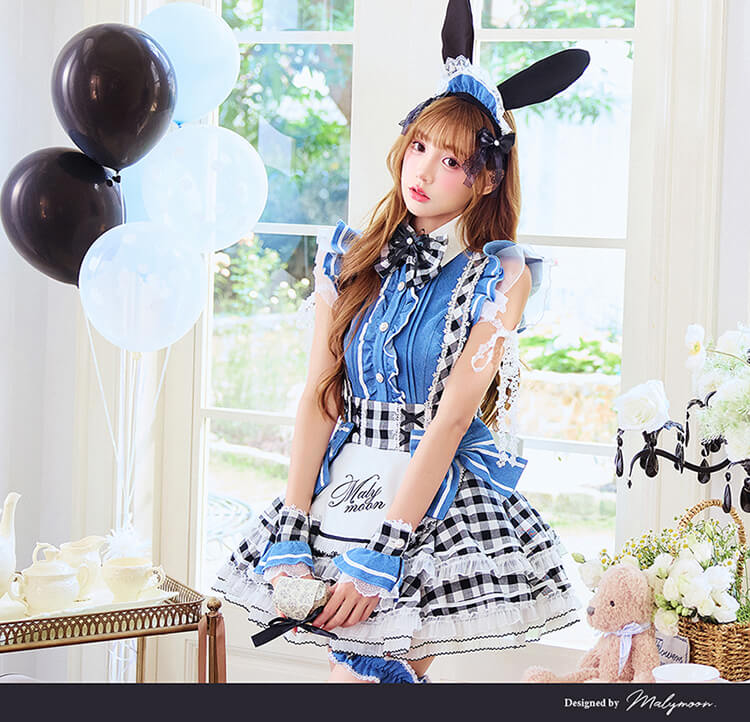 即日発送】スイートデニムバニーメイド《ハロウィンコスプレ13点セット