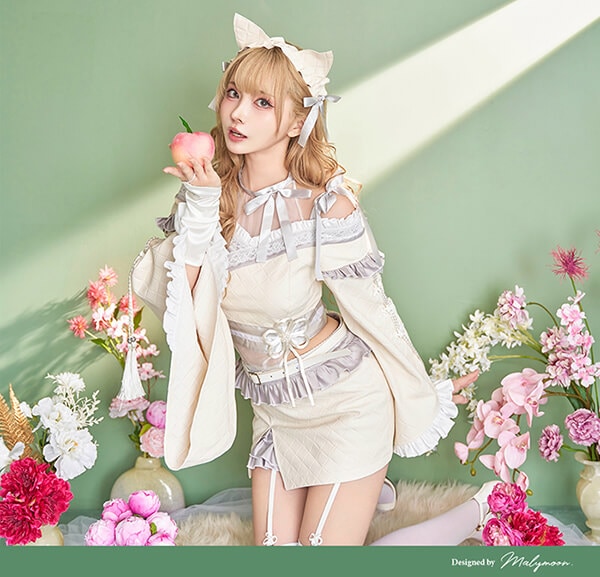 【即日発送】リュクスダイヤカット白蛇セットアップ《オリジナルコスプレ7点セット》【Malymoon/マリームーン】【10126】