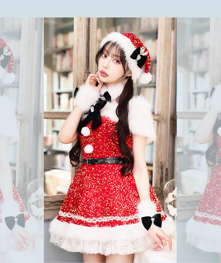 【予約-11月中旬頃より順次発送予定】【中村里砂&藤咲凪着用】スパークリージュエルリボンサンタ《クリスマスコスプレ9点セット》【Malymoon/マリームーン】【CS25059】