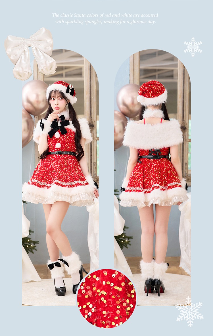 【予約-11月中旬頃より順次発送予定】【中村里砂&藤咲凪着用】スパークリージュエルリボンサンタ《クリスマスコスプレ9点セット》【Malymoon/マリームーン】【CS25059】