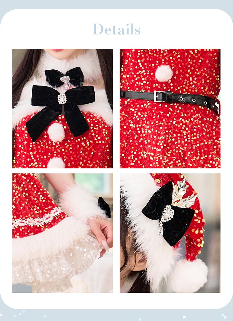 【予約-11月中旬頃より順次発送予定】【中村里砂&藤咲凪着用】スパークリージュエルリボンサンタ《クリスマスコスプレ9点セット》【Malymoon/マリームーン】【CS25059】