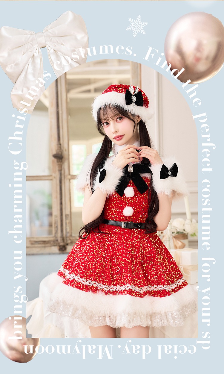 【予約-11月中旬頃より順次発送予定】【中村里砂&藤咲凪着用】スパークリージュエルリボンサンタ《クリスマスコスプレ9点セット》【Malymoon/マリームーン】【CS25059】