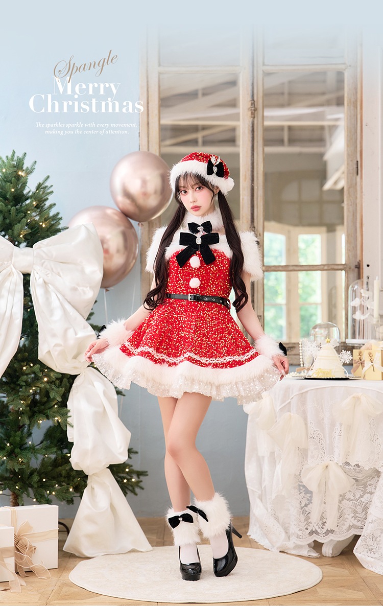 【予約-11月中旬頃より順次発送予定】【中村里砂&藤咲凪着用】スパークリージュエルリボンサンタ《クリスマスコスプレ9点セット》【Malymoon/マリームーン】【CS25059】