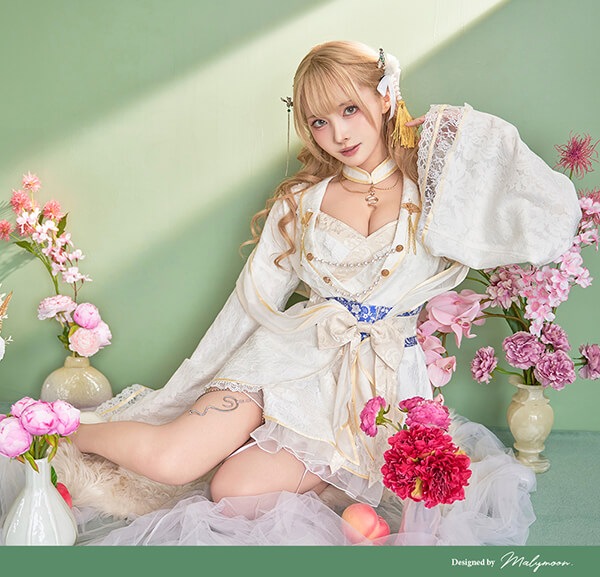 【即日発送】ロマンティックホワイトスネイクドレス《オリジナルコスプレ7点セット》【Malymoon/マリームーン】【10129】