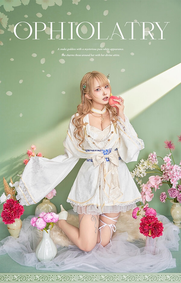 【即日発送】ロマンティックホワイトスネイクドレス《オリジナルコスプレ7点セット》【Malymoon/マリームーン】【10129】