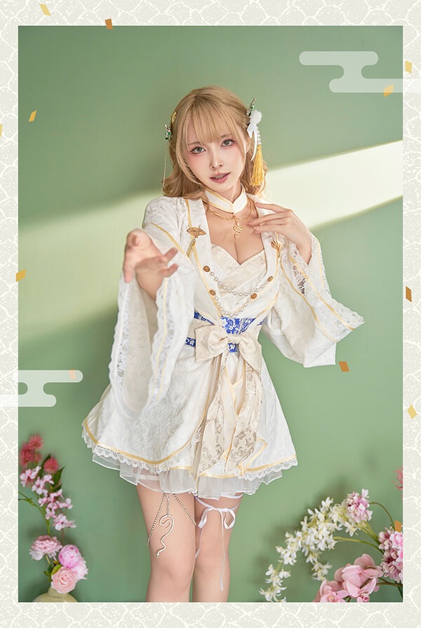 【即日発送】ロマンティックホワイトスネイクドレス《オリジナルコスプレ7点セット》【Malymoon/マリームーン】【10129】