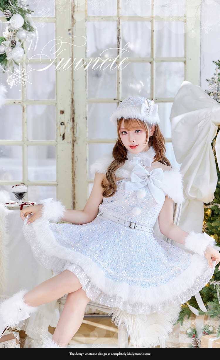 【予約-11月中旬頃より順次発送予定】スパークリージュエルリボンサンタ《クリスマスコスプレ9点セット》【Malymoon/マリームーン】【CS25059-2】