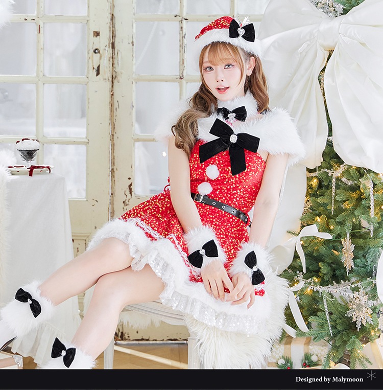 【予約-11月中旬頃より順次発送予定】スパークリージュエルリボンサンタ《クリスマスコスプレ9点セット》【Malymoon/マリームーン】【CS25059-2】