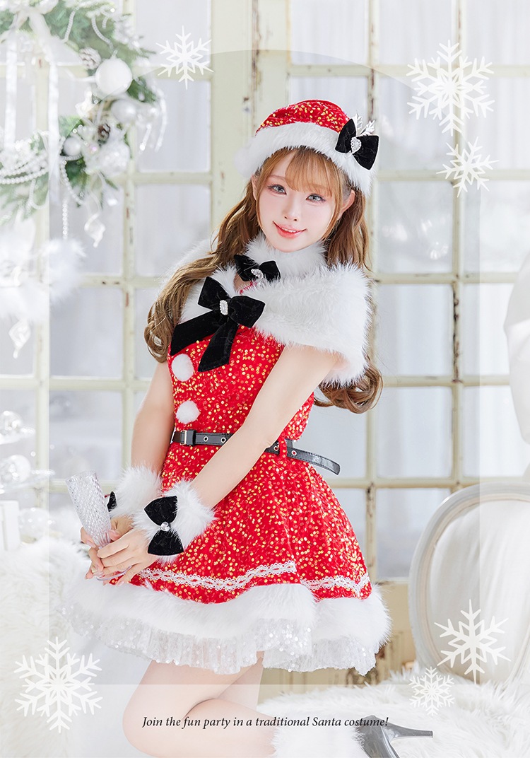 【予約-11月中旬頃より順次発送予定】スパークリージュエルリボンサンタ《クリスマスコスプレ9点セット》【Malymoon/マリームーン】【CS25059-2】