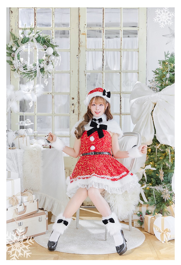 【予約-11月中旬頃より順次発送予定】スパークリージュエルリボンサンタ《クリスマスコスプレ9点セット》【Malymoon/マリームーン】【CS25059-2】