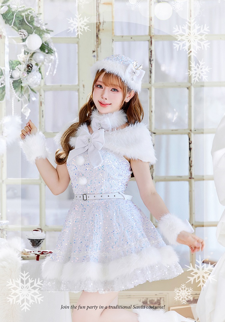 【予約-11月中旬頃より順次発送予定】スパークリージュエルリボンサンタ《クリスマスコスプレ9点セット》【Malymoon/マリームーン】【CS25059-2】