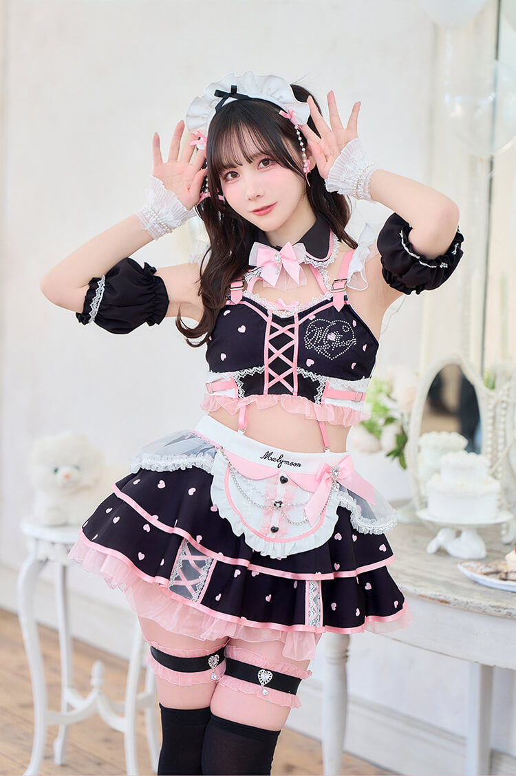 【予約-10月24日頃より順次発送予定】ハートシャワーパールメイド《ハロウィンコスプレ14点セット》【Malymoon/マリームーン】【CS25222】