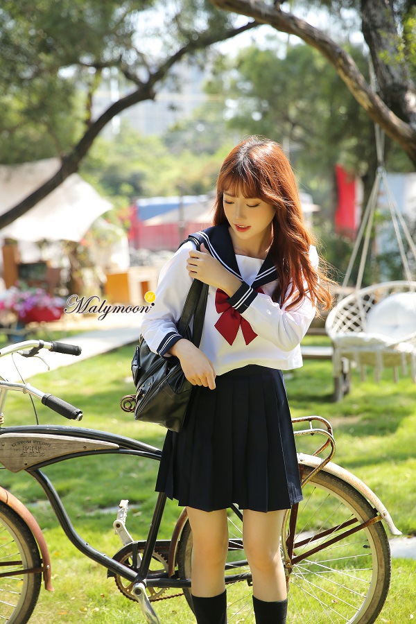 【即日発送】JK制服/長袖セーラー服女子高生《ハロウィンコスプレ3点セット》【Malymoon/マリームーン】【8165】