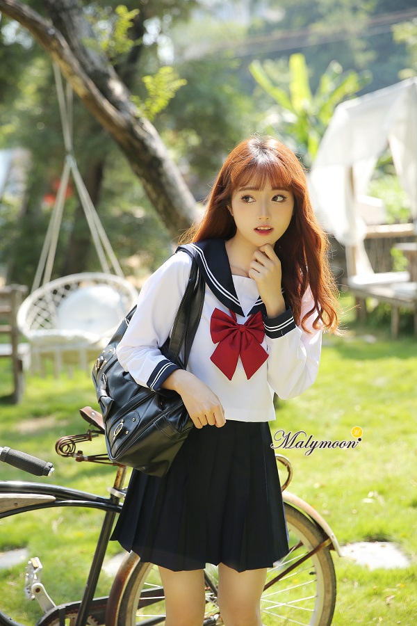 【即日発送】JK制服/長袖セーラー服女子高生《ハロウィンコスプレ3点セット》【Malymoon/マリームーン】【8165】