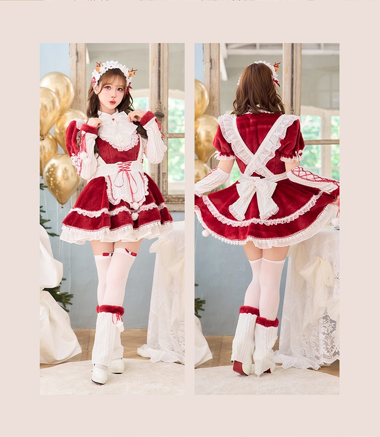 【即日発送】メルティボアラッフルトナカイメイド《クリスマスコスプレ8点セット》【Malymoon/マリームーン】【CS25085】