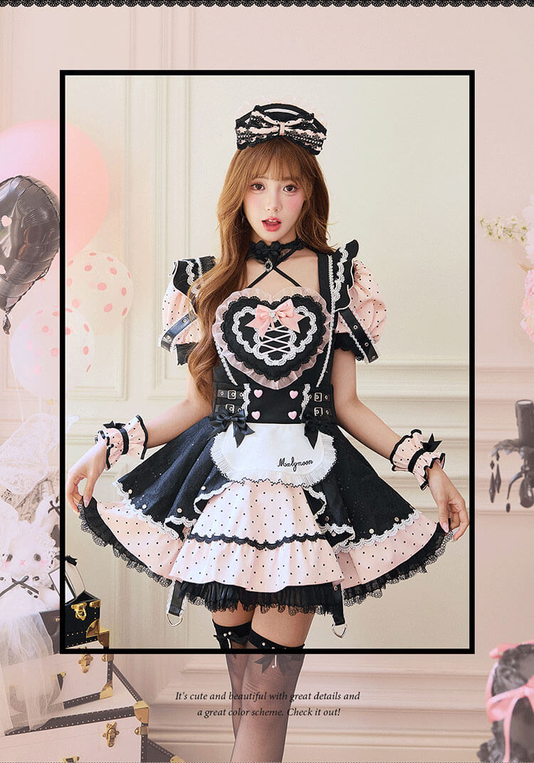即日発送】ハートラッフルドールメイド《ハロウィンコスプレ11点セット