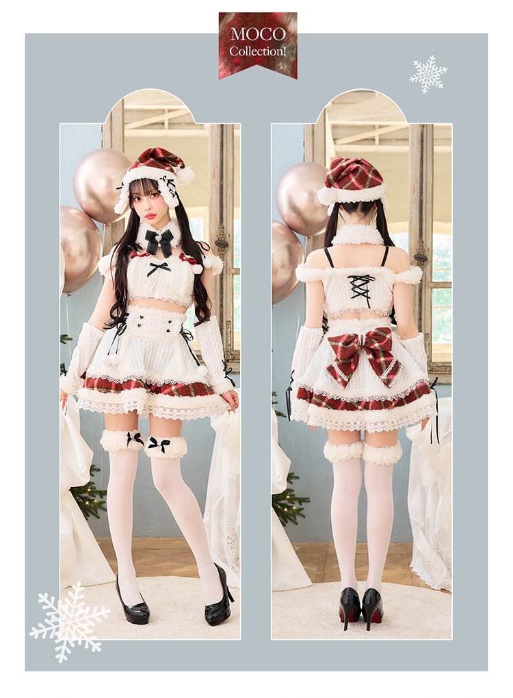 【予約-11月下旬頃より順次発送予定】【中村里砂&藤咲凪着用】ミルクニットフレーズたれ耳サンタドレス《クリスマスコスプレ7-8点セット》【CS25061】【CS25079】