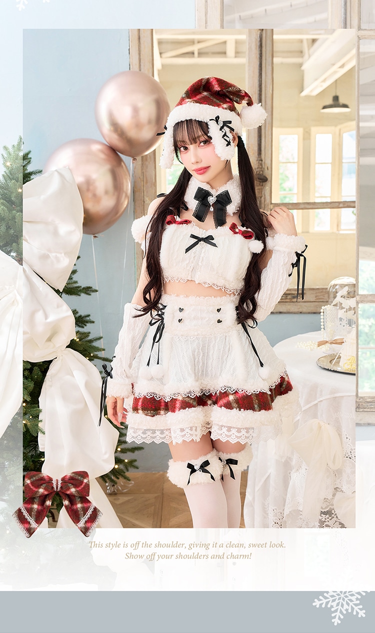 【予約-11月下旬頃より順次発送予定】【中村里砂&藤咲凪着用】ミルクニットフレーズたれ耳サンタドレス《クリスマスコスプレ7-8点セット》【CS25061】【CS25079】