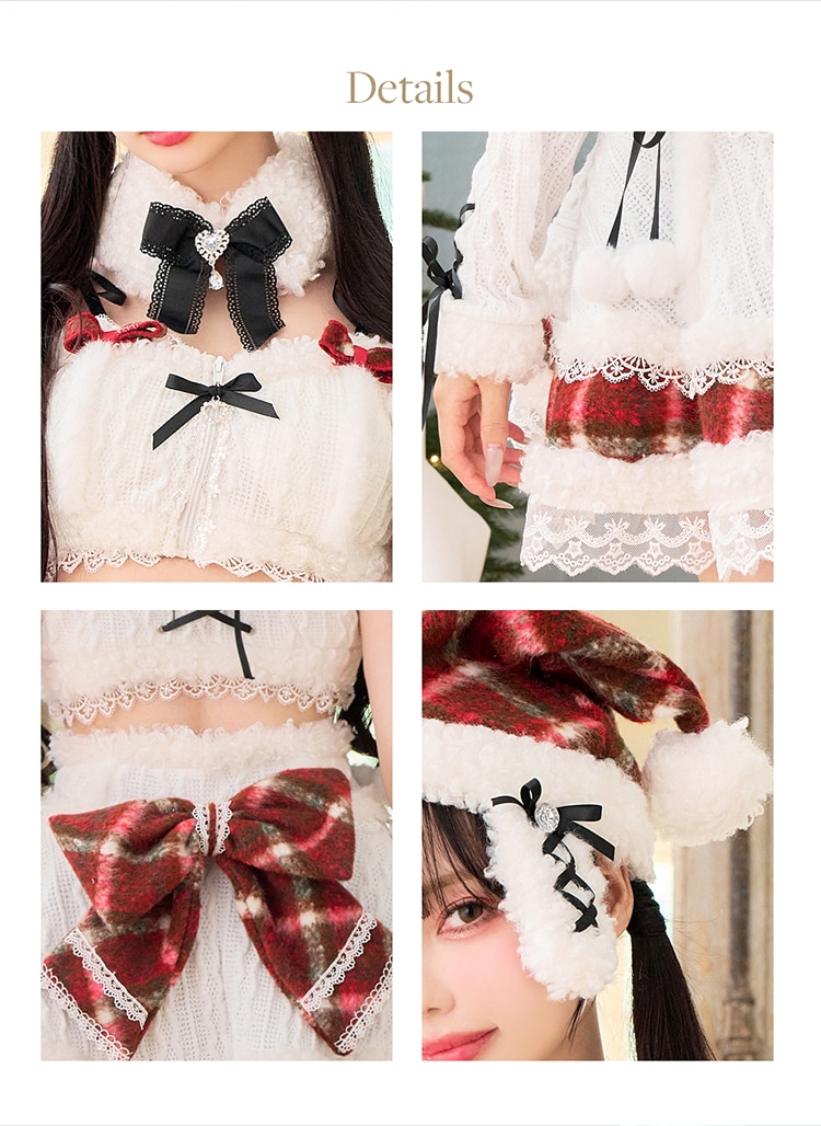 【予約-11月下旬頃より順次発送予定】【中村里砂&藤咲凪着用】ミルクニットフレーズたれ耳サンタドレス《クリスマスコスプレ7-8点セット》【CS25061】【CS25079】