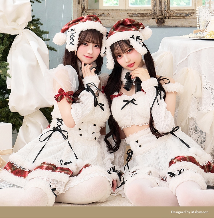 【予約-11月下旬頃より順次発送予定】【中村里砂&藤咲凪着用】ミルクニットフレーズたれ耳サンタドレス《クリスマスコスプレ7-8点セット》【CS25061】【CS25079】