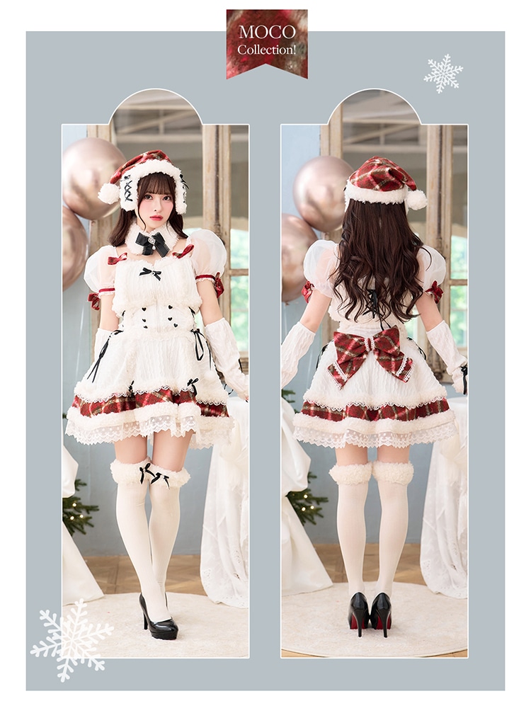 【予約-11月下旬頃より順次発送予定】【中村里砂&藤咲凪着用】ミルクニットフレーズたれ耳サンタドレス《クリスマスコスプレ7-8点セット》【CS25061】【CS25079】