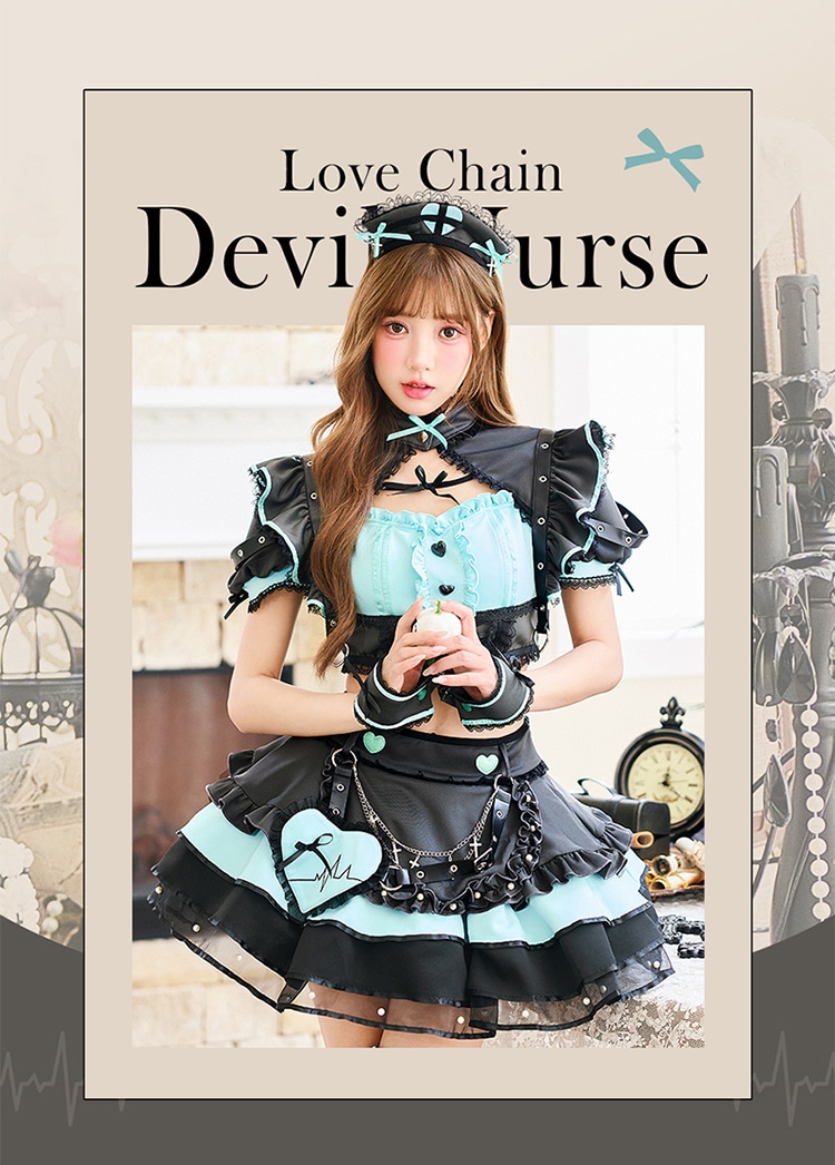 【予約-10月15日頃より順次発送予定】ラブチェーンデビルナース《ハロウィンコスプレ11点セット》【Malymoon/マリームーン】【CS26121】
