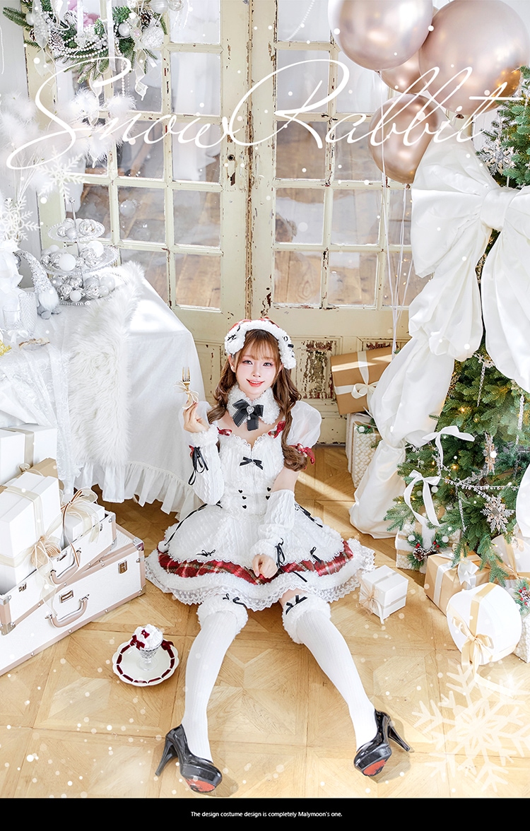 【予約-11月下旬頃より順次発送予定】ミルクニットフレーズたれ耳サンタドレス《クリスマスコスプレ7-8点セット》【CS25061-2】【CS25079-2】