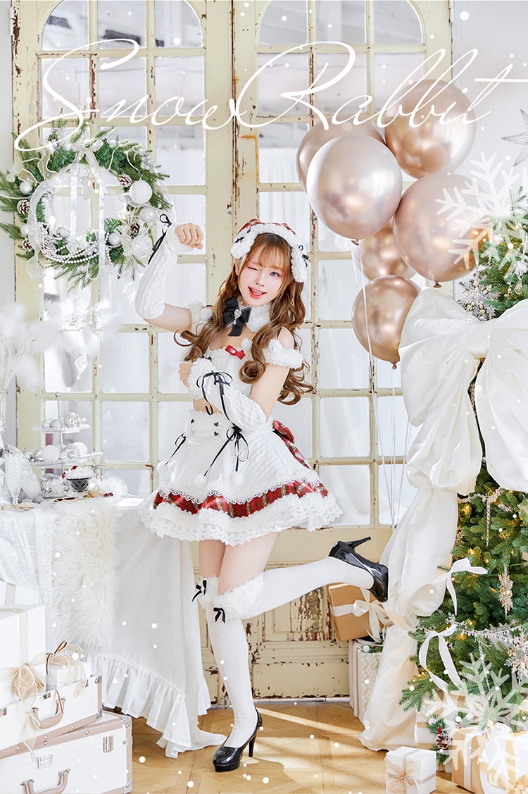 【予約-11月下旬頃より順次発送予定】ミルクニットフレーズたれ耳サンタドレス《クリスマスコスプレ7-8点セット》【CS25061-2】【CS25079-2】