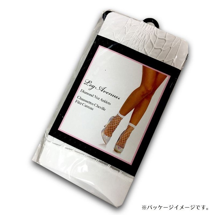 【ネコポス送料無料】白 ダイアモンドネット アンクレットソックス【la3043wht】【WT】
