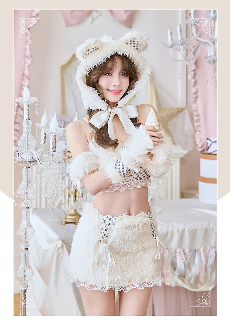 【予約-2月中旬頃より順次発送予定】テディベアギンガムファーセットアップ《ハロウィンコスプレ9点セット》【Malymoon/マリームーン】【10273】