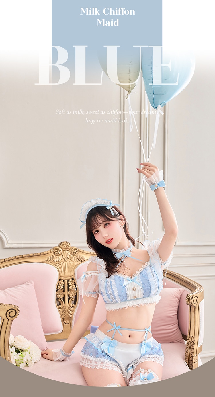 【即日発送】ミルクシフォンランジェリーメイド《ハロウィンコスランジェリー8点セット》【Malymoon/マリームーン】【CS25024】