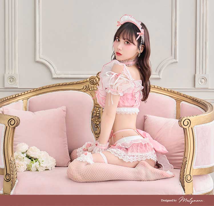 【一部予約】ミルクシフォンランジェリーメイド《ハロウィンコスランジェリー8点セット》【Malymoon/マリームーン】【CS25024】