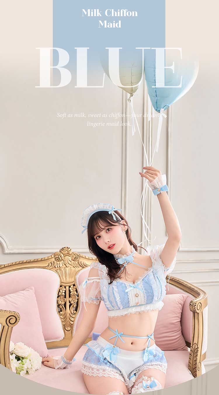 【一部予約】ミルクシフォンランジェリーメイド《ハロウィンコスランジェリー8点セット》【Malymoon/マリームーン】【CS25024】