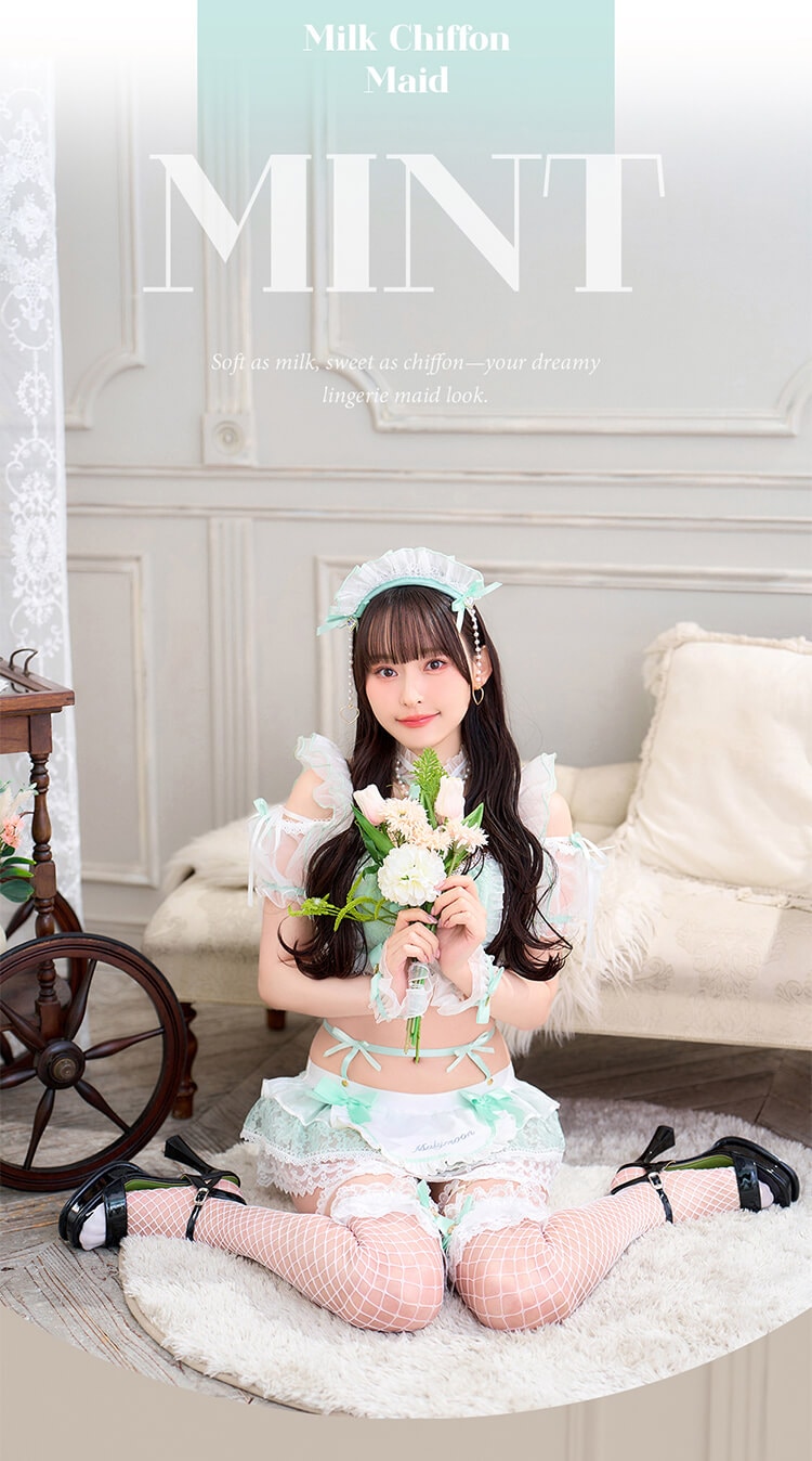 Malymoonミルクシフォンランジェリマリームーン メイド服 予約】ミルクシフォンランジェリーメイド《ハロウィンコスランジェリー