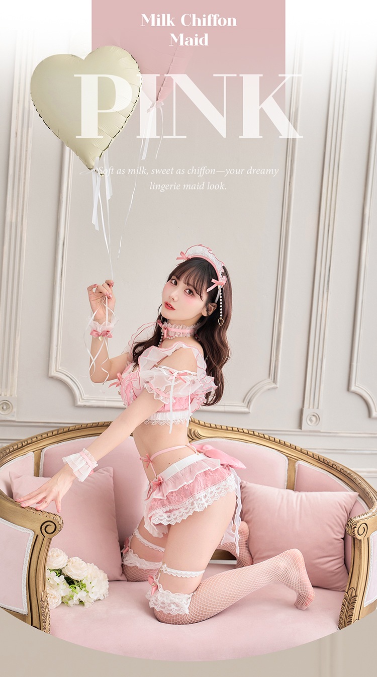 【即日発送】ミルクシフォンランジェリーメイド《ハロウィンコスランジェリー8点セット》【Malymoon/マリームーン】【CS25024】