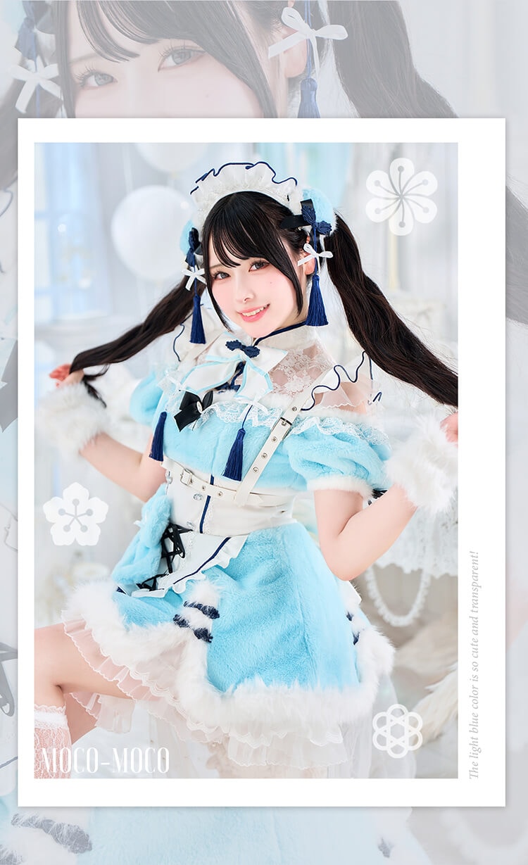 【即日発送】【Mumei着用】セレニティリボンもこもこファーチャイナ《オリジナルコスプレ7点セット》【CS25113】