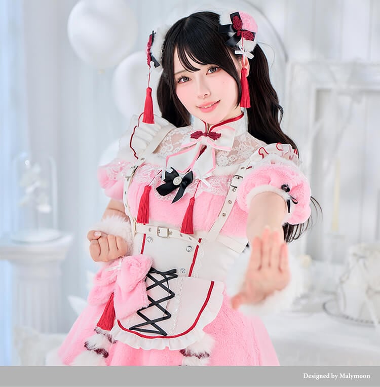 【即日発送】【Mumei着用】セレニティリボンもこもこファーチャイナ《オリジナルコスプレ7点セット》【CS25113】