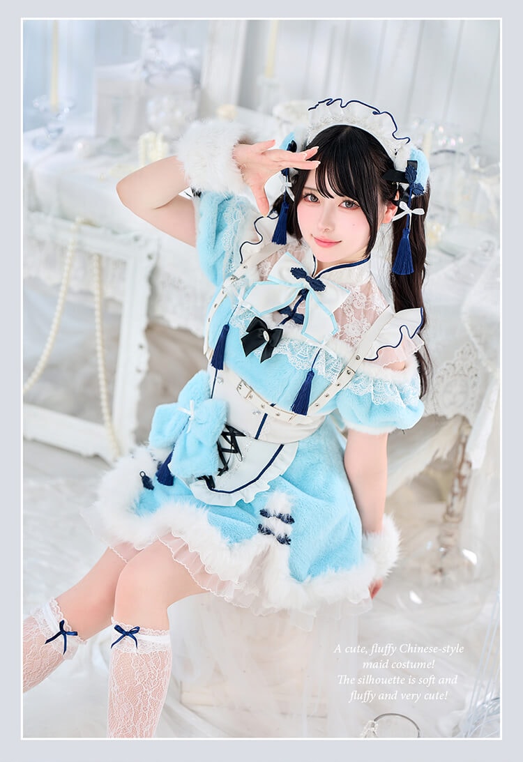 【即日発送】【Mumei着用】セレニティリボンもこもこファーチャイナ《オリジナルコスプレ7点セット》【CS25113】