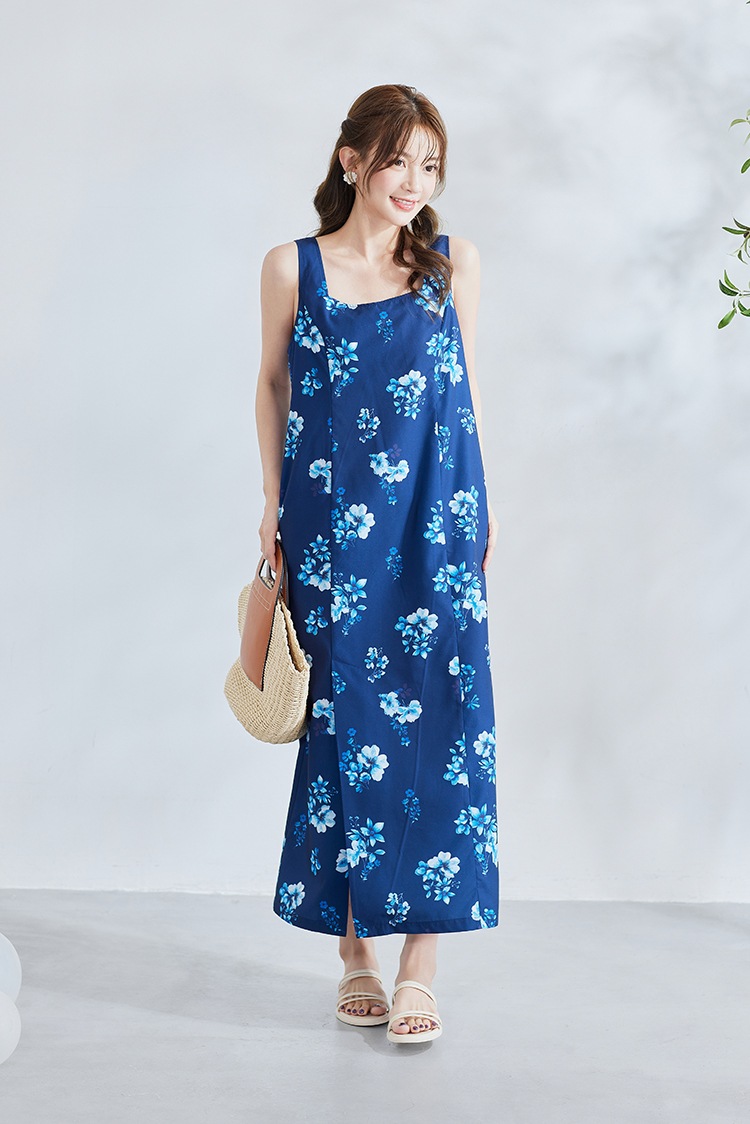 【2～3営業日で発送】ネイビーコントラスト花柄2way浴衣《浴衣4点セット》【Malymoon/マリームーン】【YK2510318】