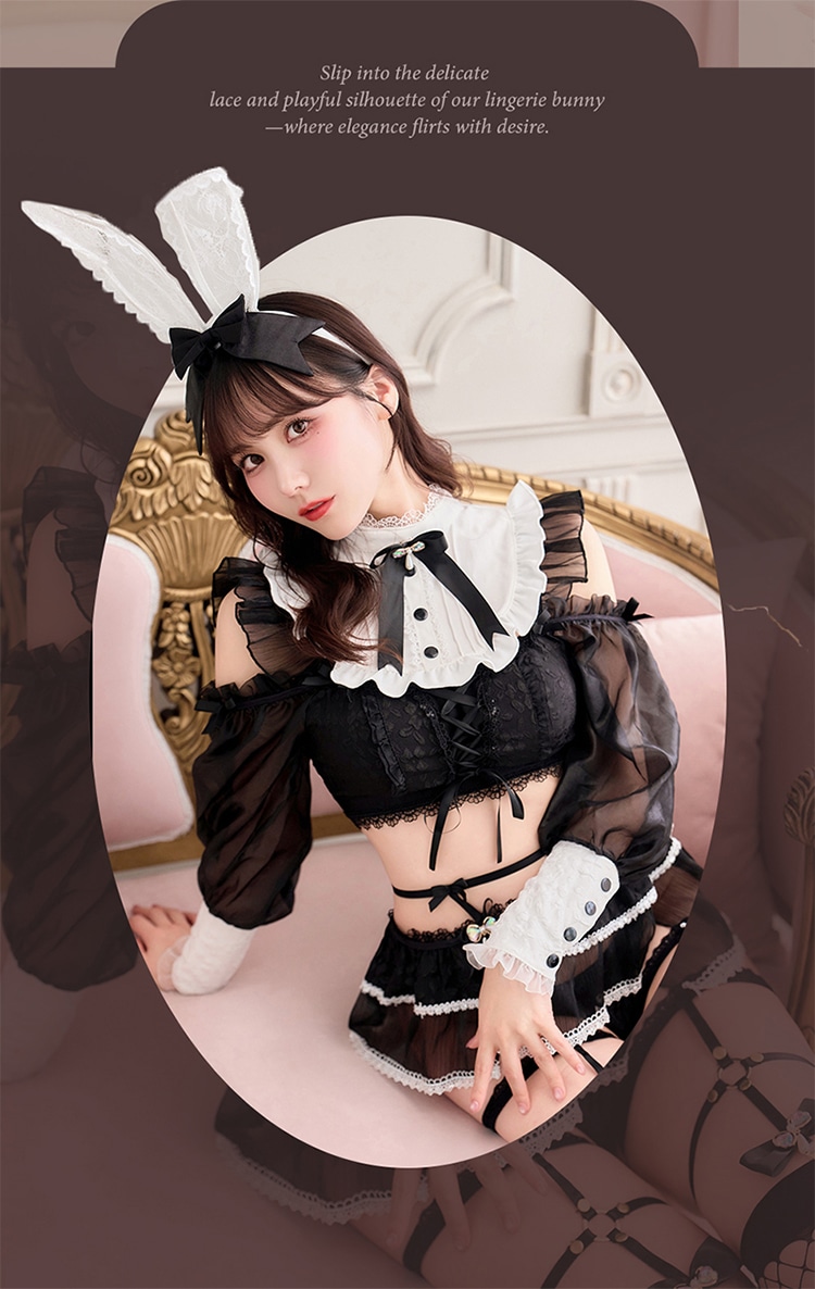 【即日発送】ミュールレースランジェリーバニー《ハロウィンコスランジェリー9点セット》【Malymoon/マリームーン】【CS25025】