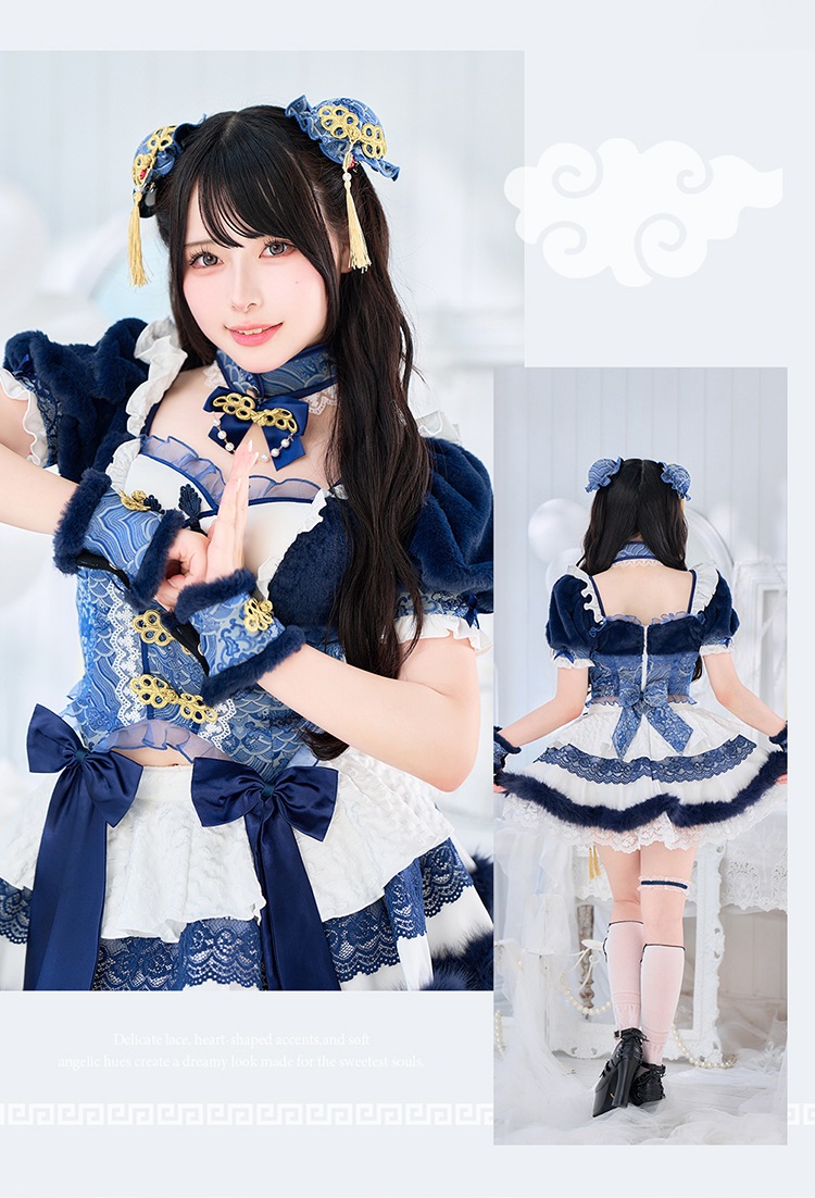 【予約-11月中旬頃より順次発送予定】【Mumei着用】フローティーリボンもこもこチャイナガール《オリジナルコスプレ8点セット》【Malymoon/マリームーン】【CS25125】