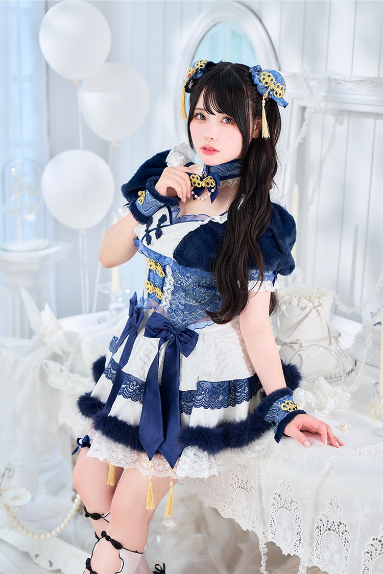 【予約-11月中旬頃より順次発送予定】【Mumei着用】フローティーリボンもこもこチャイナガール《オリジナルコスプレ8点セット》【Malymoon/マリームーン】【CS25125】