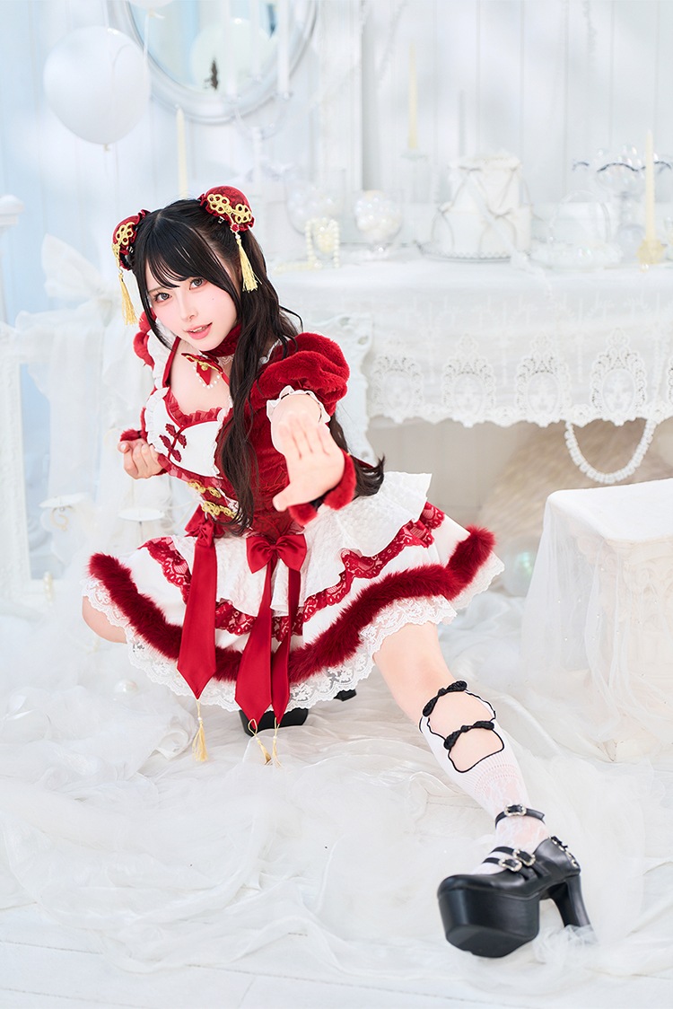 【予約-11月中旬頃より順次発送予定】【Mumei着用】フローティーリボンもこもこチャイナガール《オリジナルコスプレ8点セット》【Malymoon/マリームーン】【CS25125】